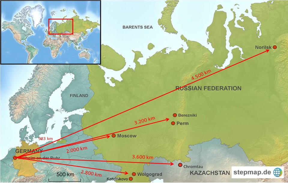 Map activities in Russia and Kazakhstan