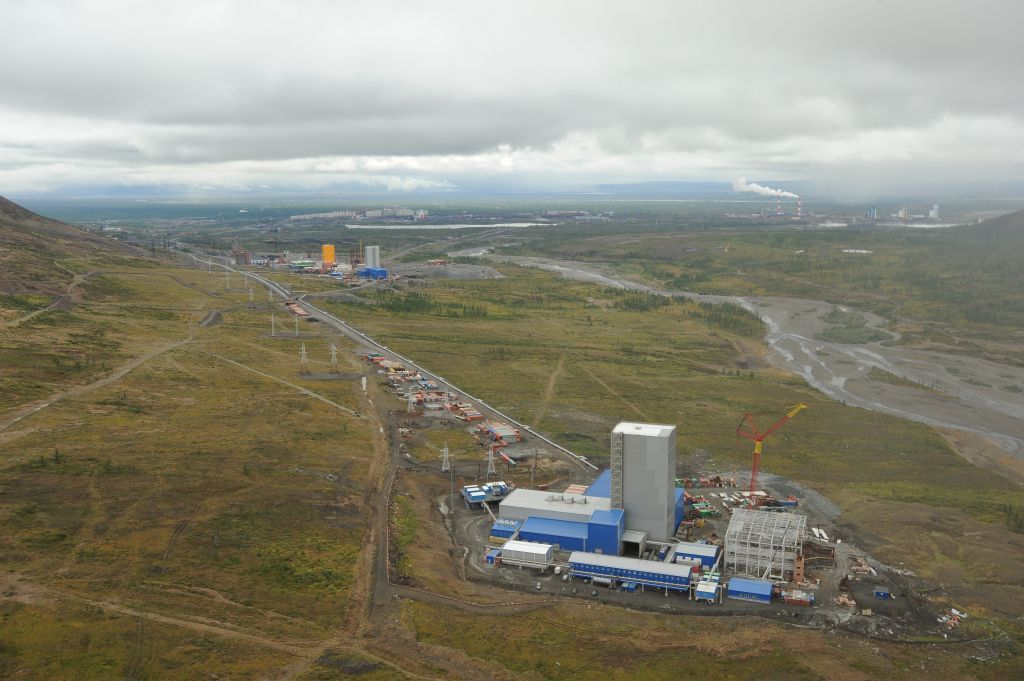 WS-10 and SKS-1 mines in the background in Norilsk, Siberia